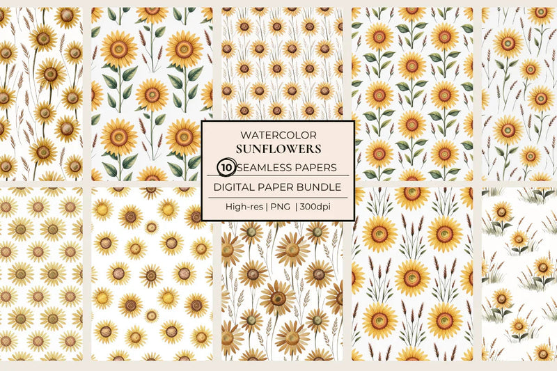 Sunflower Seamless Papers - CraftNest - Digital Crafting and Art
