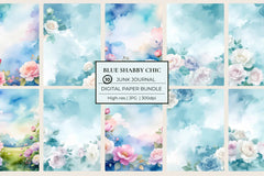 Blue Shabby Chic Junk Journal Papers - CraftNest - Digital Crafting and Art