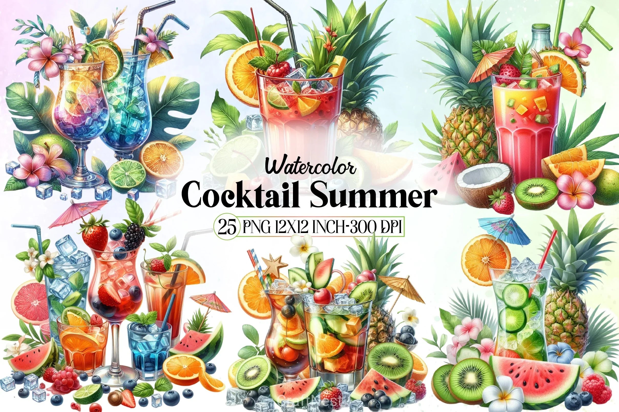 Cocktail Summer Clipart Bundle - CraftNest - Digital Crafting and Art