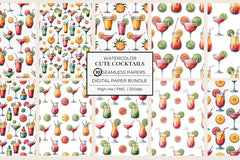 Cute Cocktails Seamless Papers - CraftNest - Digital Crafting and Art
