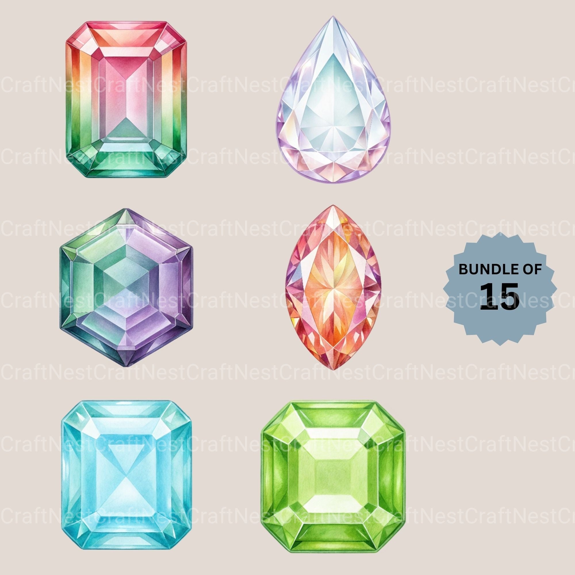Gem Stones Clipart Bundle