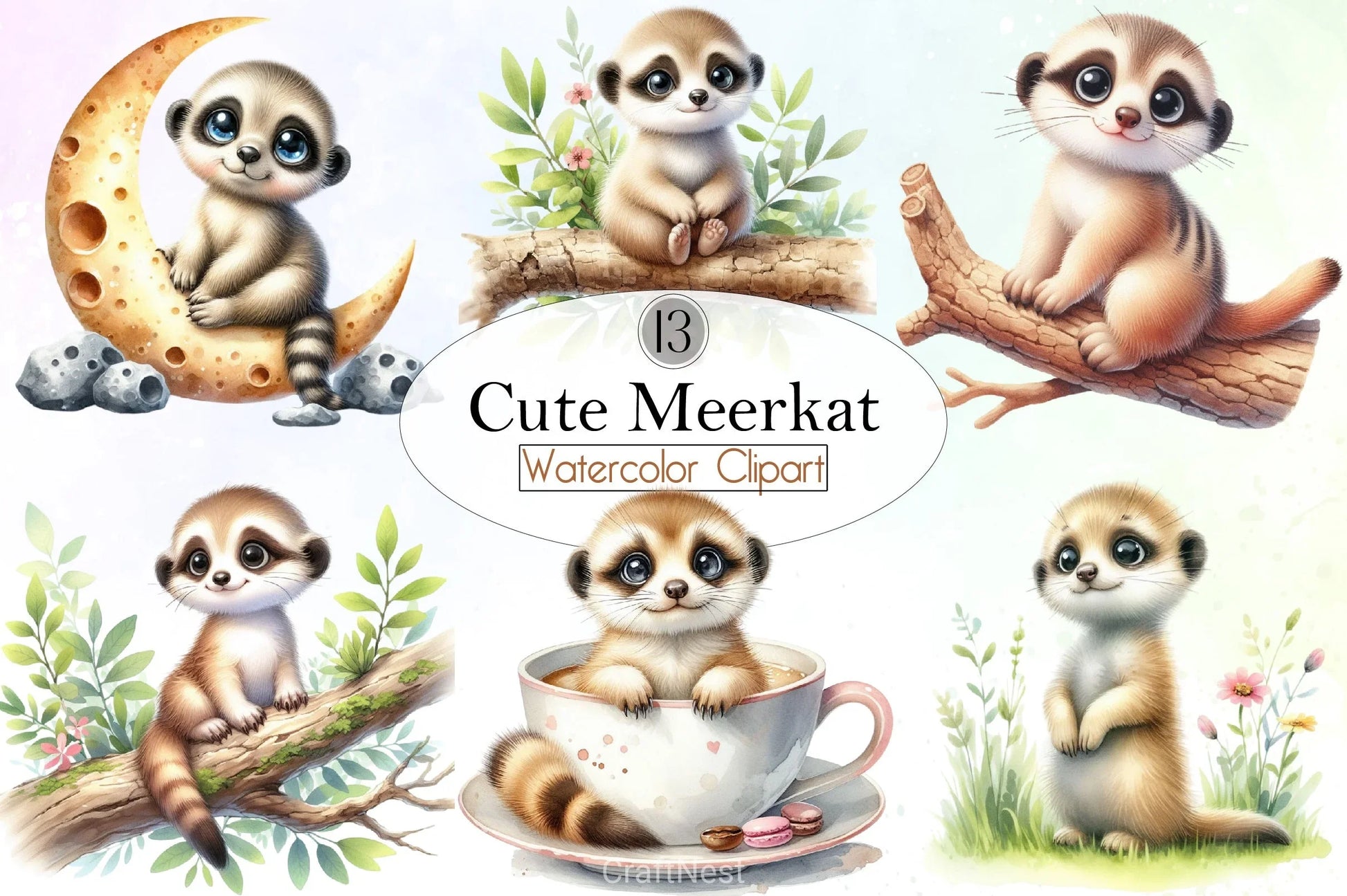 Cute Meerkat Clipart Bundle - CraftNest - Digital Crafting and Art