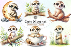 Cute Meerkat Clipart Bundle - CraftNest - Digital Crafting and Art