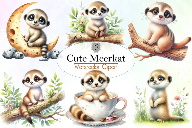 Cute Meerkat Clipart Bundle - CraftNest - Digital Crafting and Art