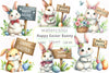 Easter Bunny Wooden Signs Clipart Bundle