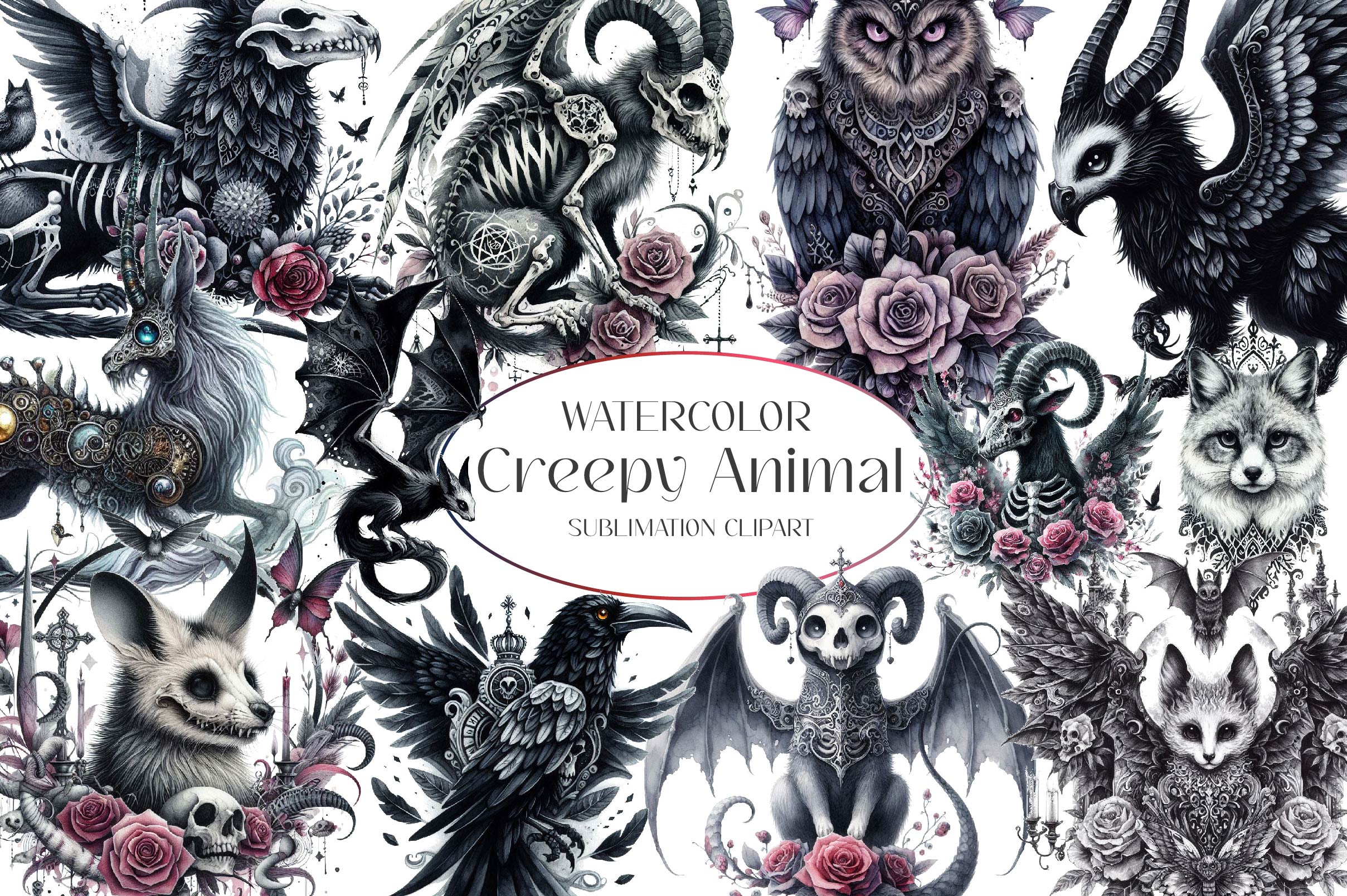 Creepy Animal Clipart Bundle