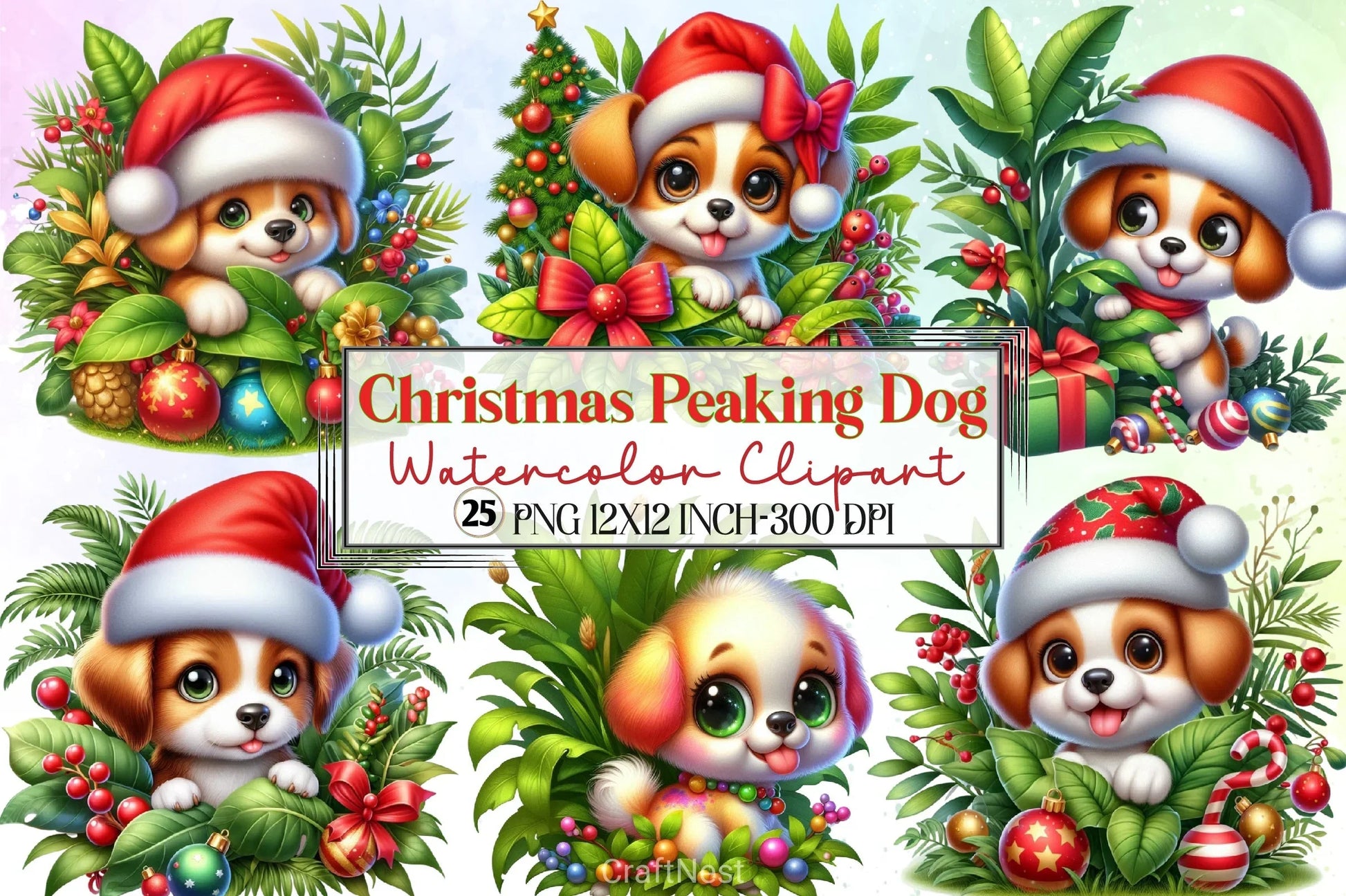 Christmas Peeking Dog Clipart Bundle - CraftNest - Digital Crafting and Art