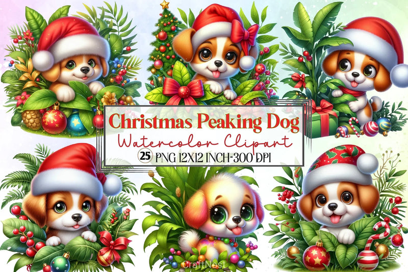 Christmas Peeking Dog Clipart Bundle - CraftNest - Digital Crafting and Art