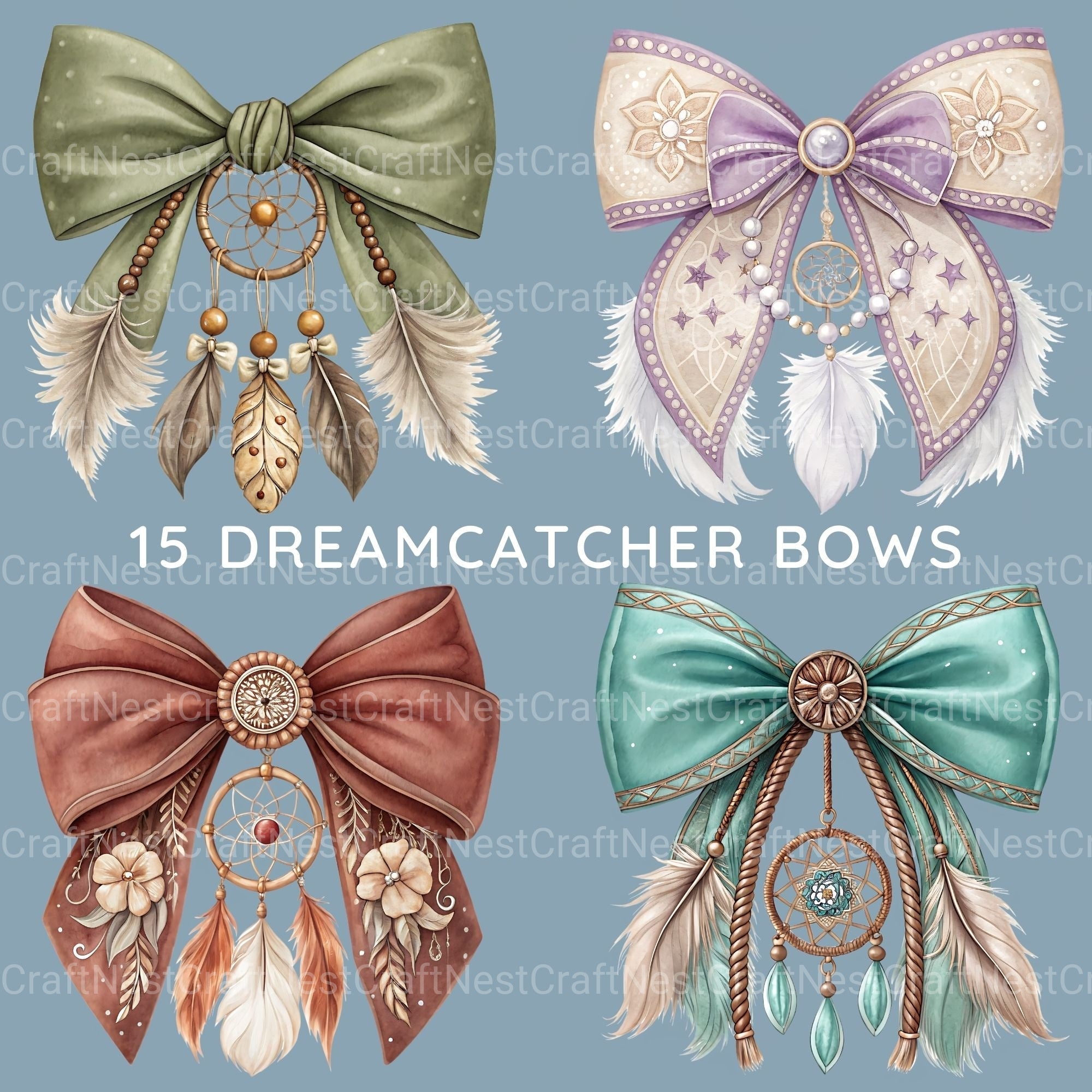 Dreamcatcher Bows Clipart Bundle