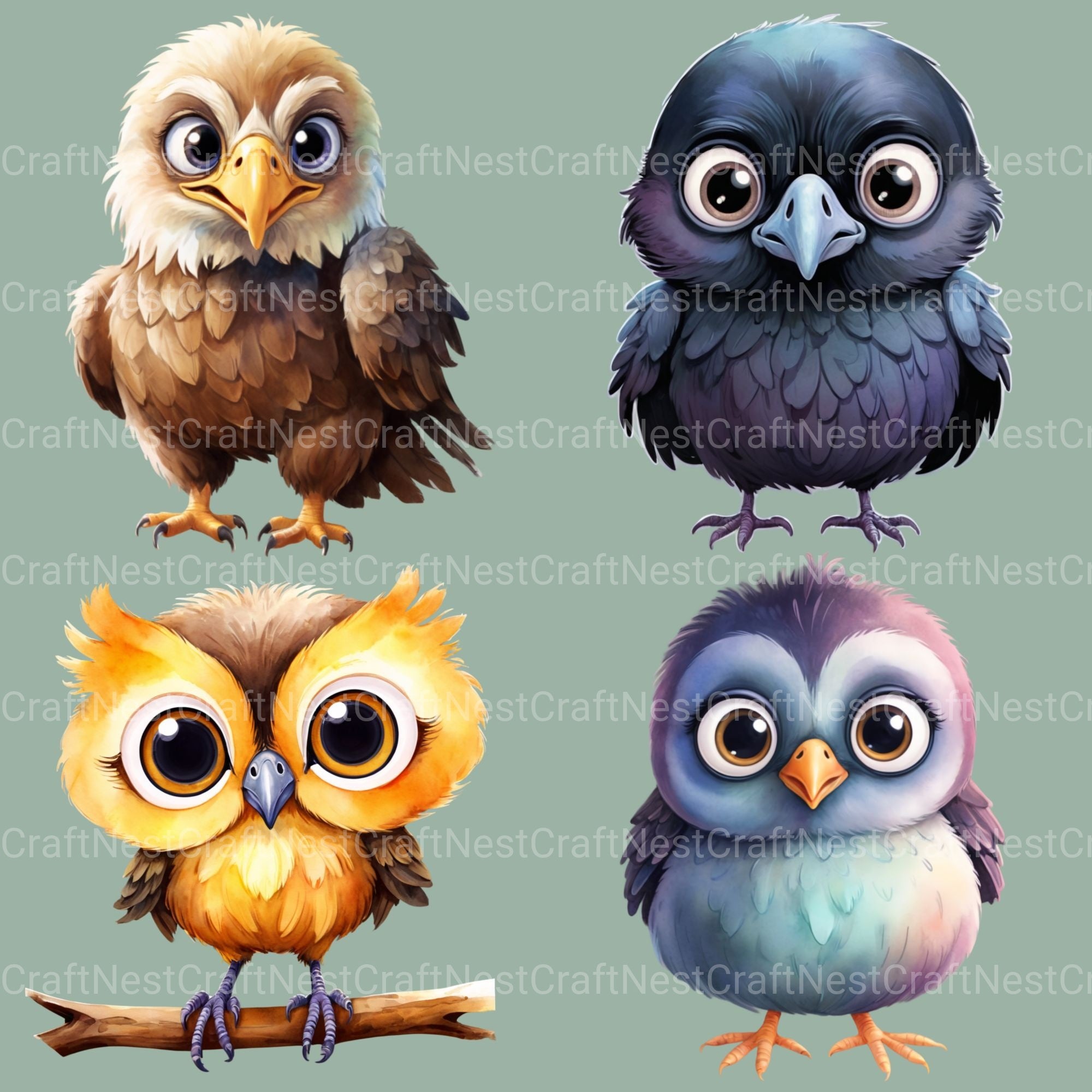 Cute Baby Birds Clipart Bundle