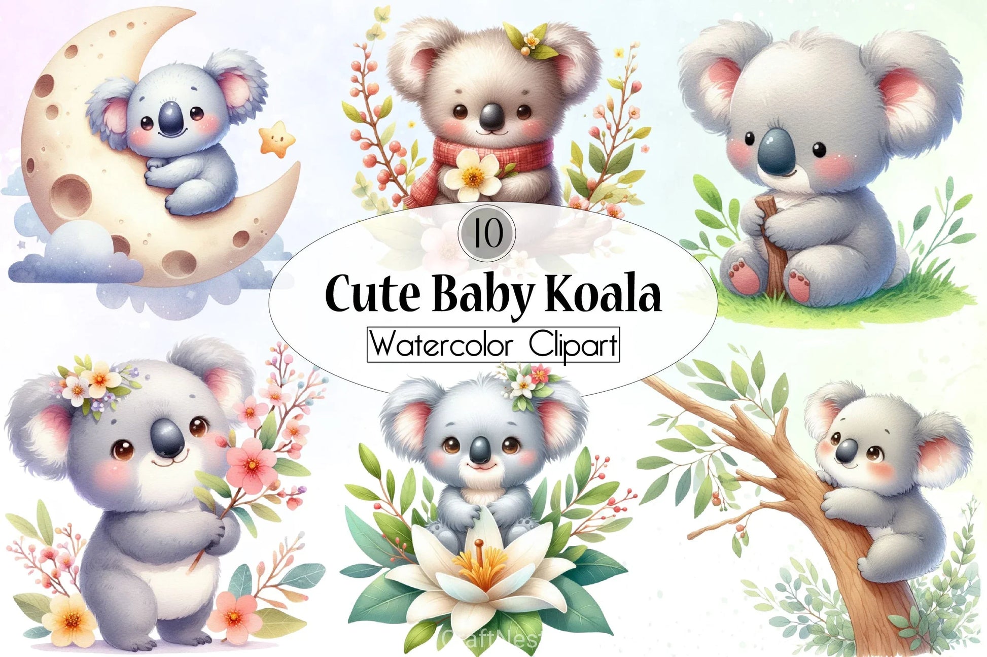 Cute Baby Koala Clipart Bundle - CraftNest - Digital Crafting and Art