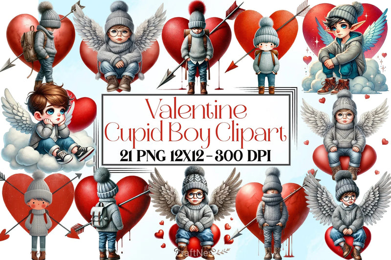 Valentine Cupid Boy Clipart Bundle - CraftNest - Digital Crafting and Art