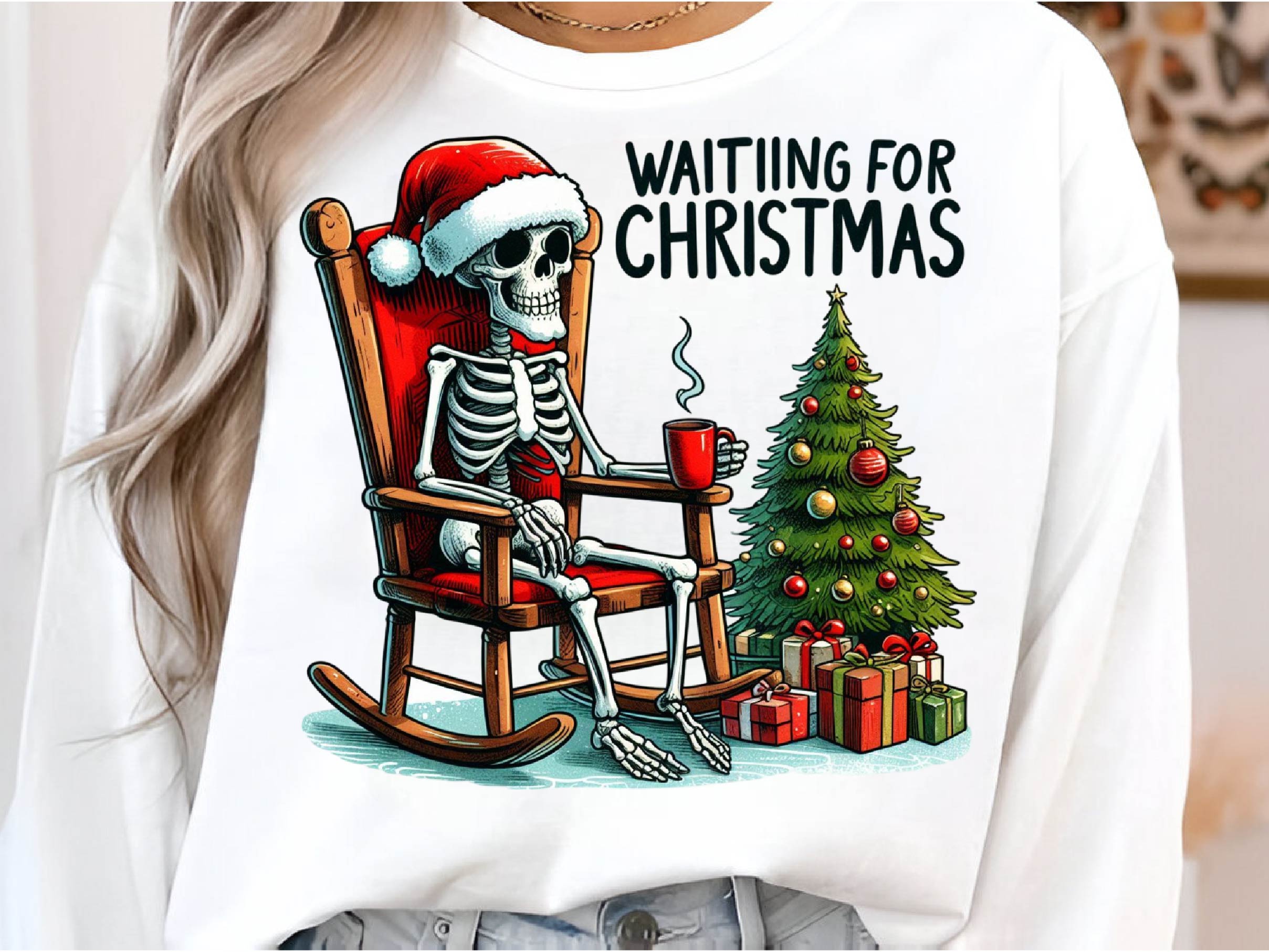 Halloween Skeleton Waiting For Christmas Clipart Bundle