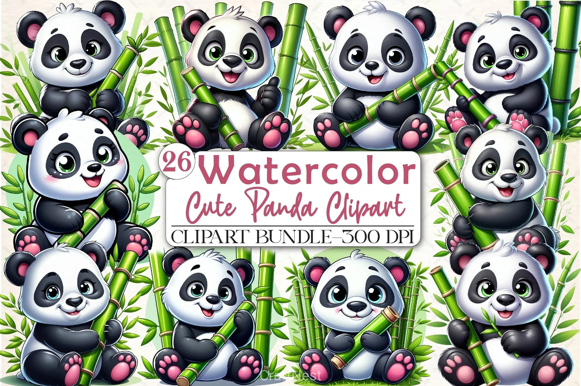 Cute Panda Clipart Bundle - CraftNest - Digital Crafting and Art