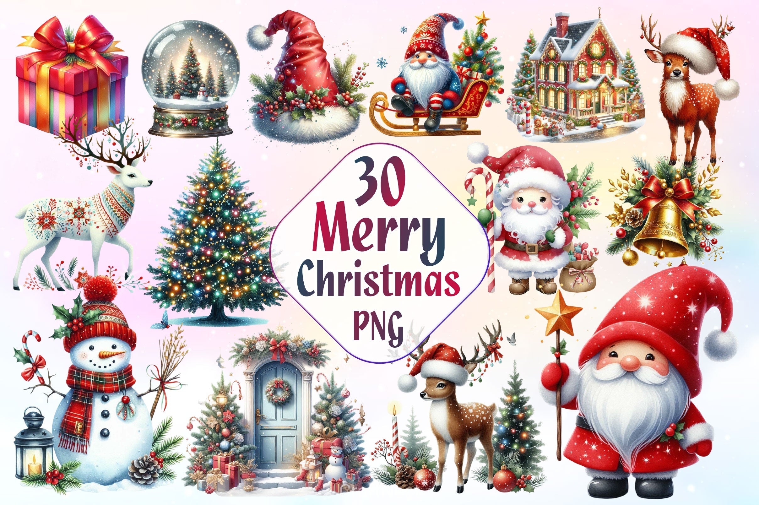 Merry Christmas Clipart Bundle 3
