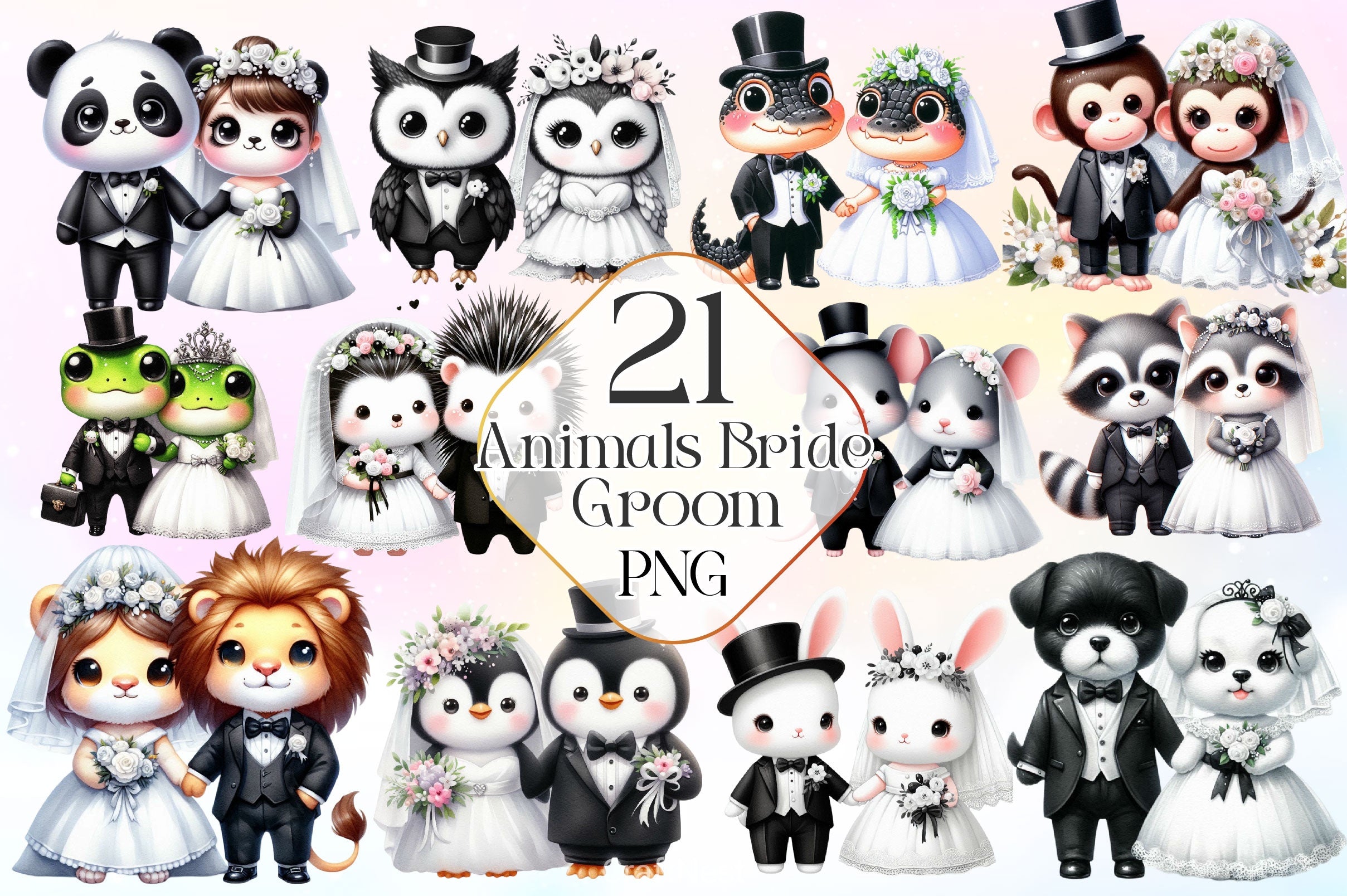 Animals Bride Groom Clipart Bundle