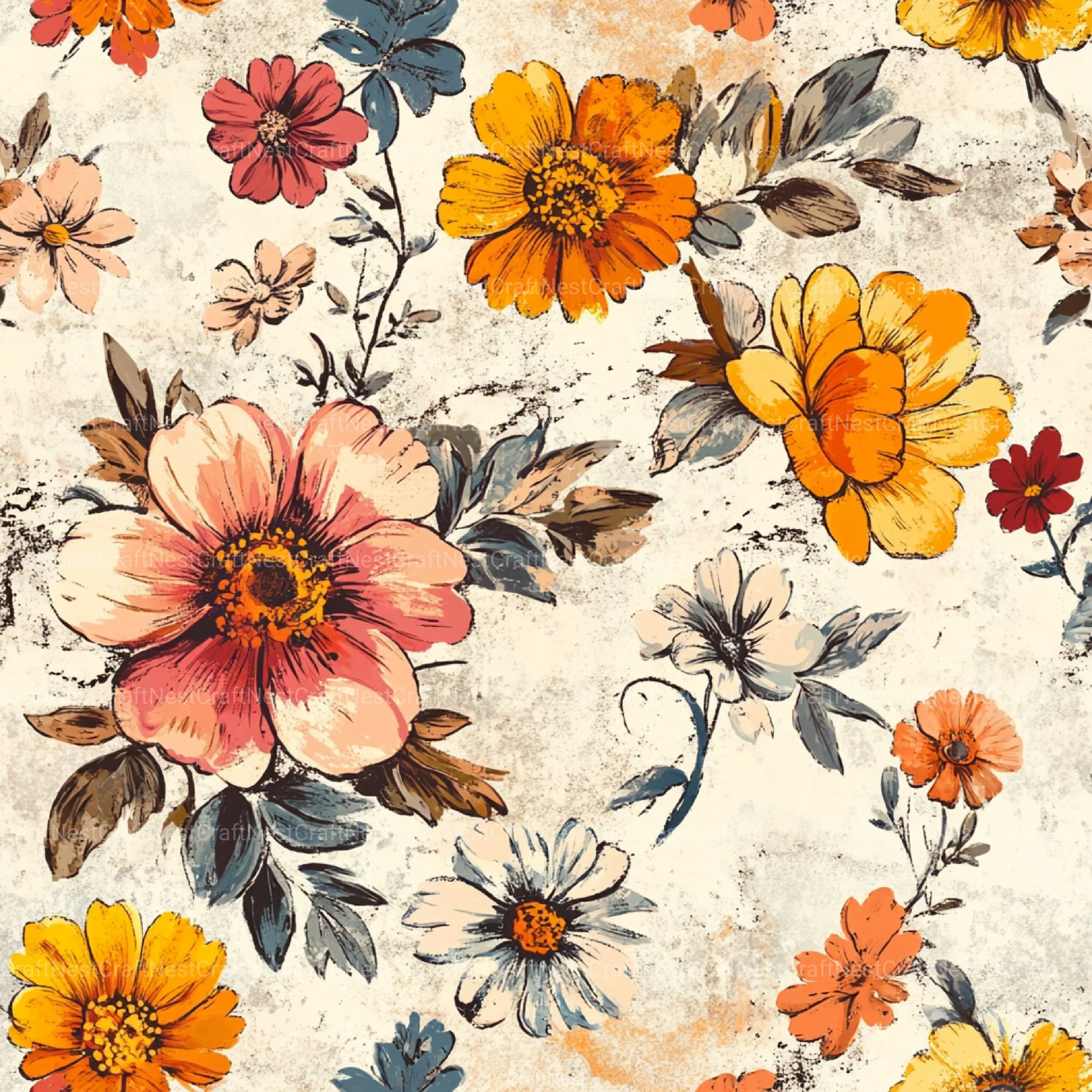 Shabby Chic Flowers Seamless Patterns Digital Paper - CraftNest - Digital Crafting and Art