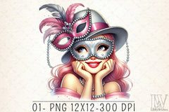Mardi Gras Carnival Mask Girl Clipart Bundle - CraftNest - Digital Crafting and Art