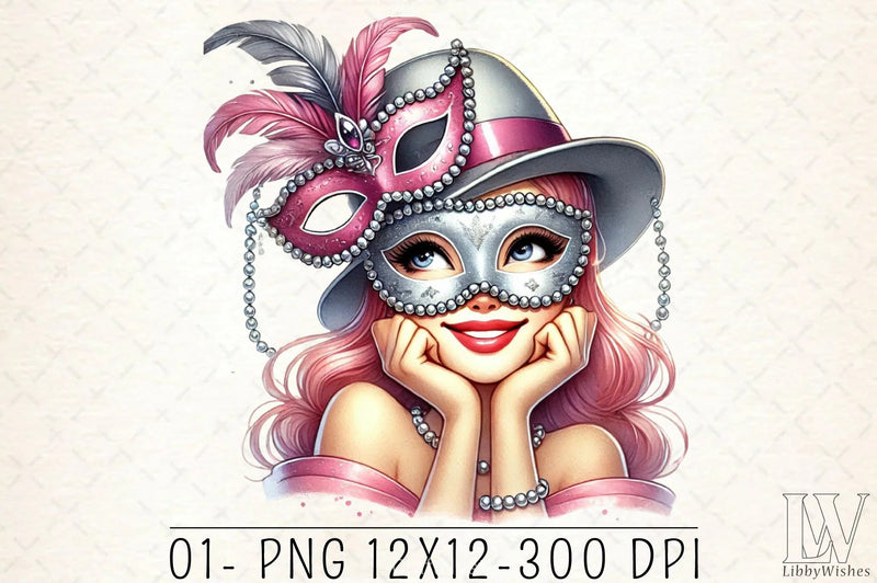 Mardi Gras Carnival Mask Girl Clipart Bundle - CraftNest - Digital Crafting and Art