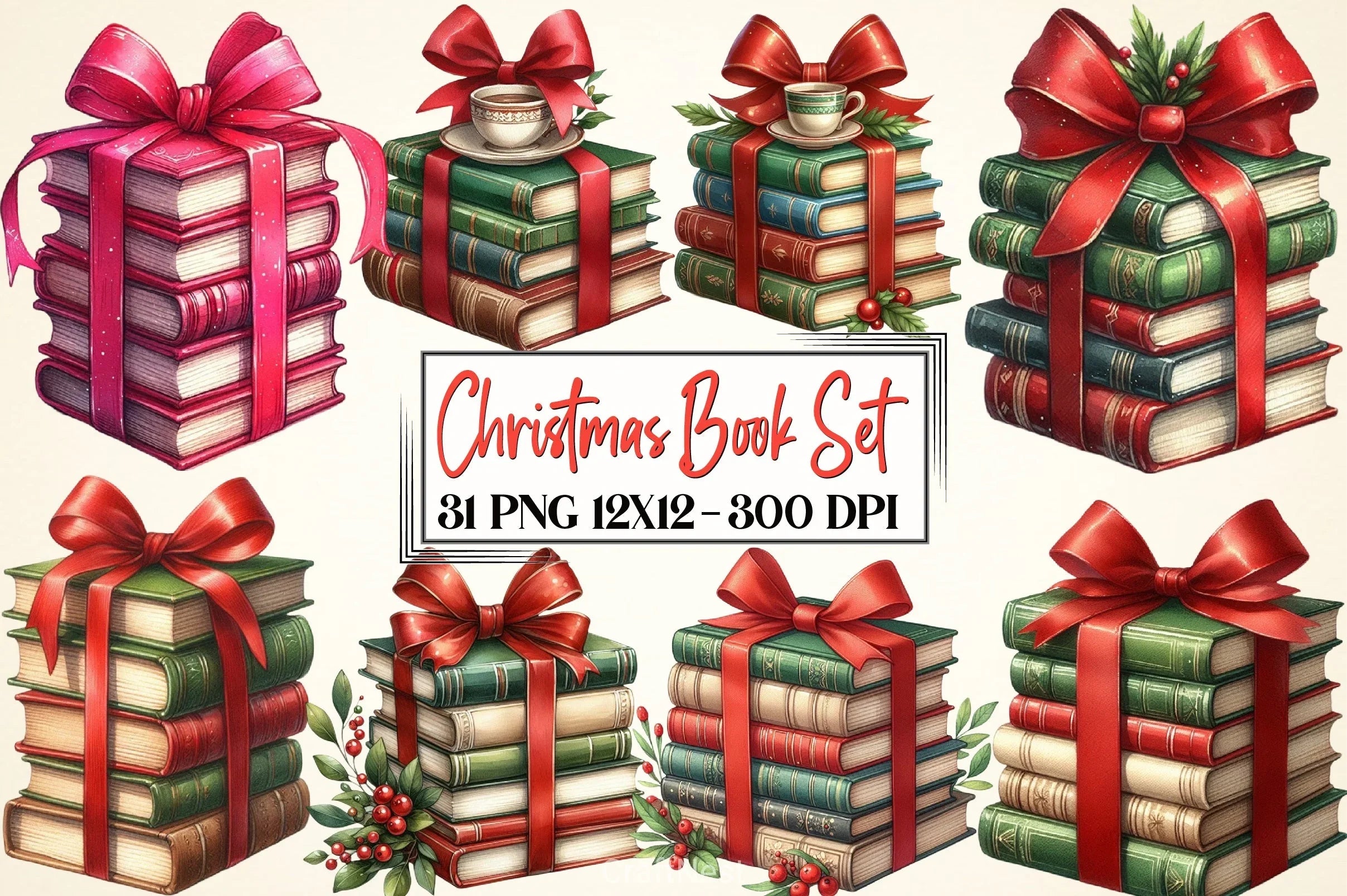 Christmas Book Set Clipart Bundle - CraftNest - Digital Crafting and Art