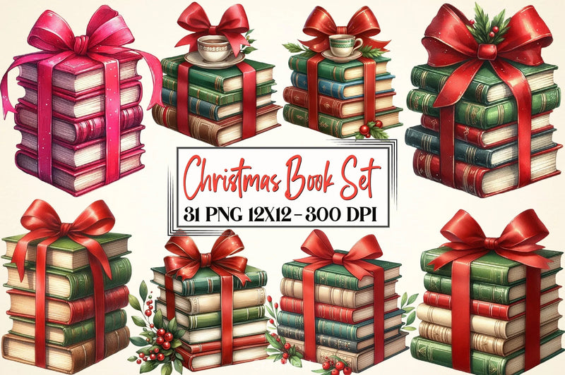 Christmas Book Set Clipart Bundle - CraftNest - Digital Crafting and Art