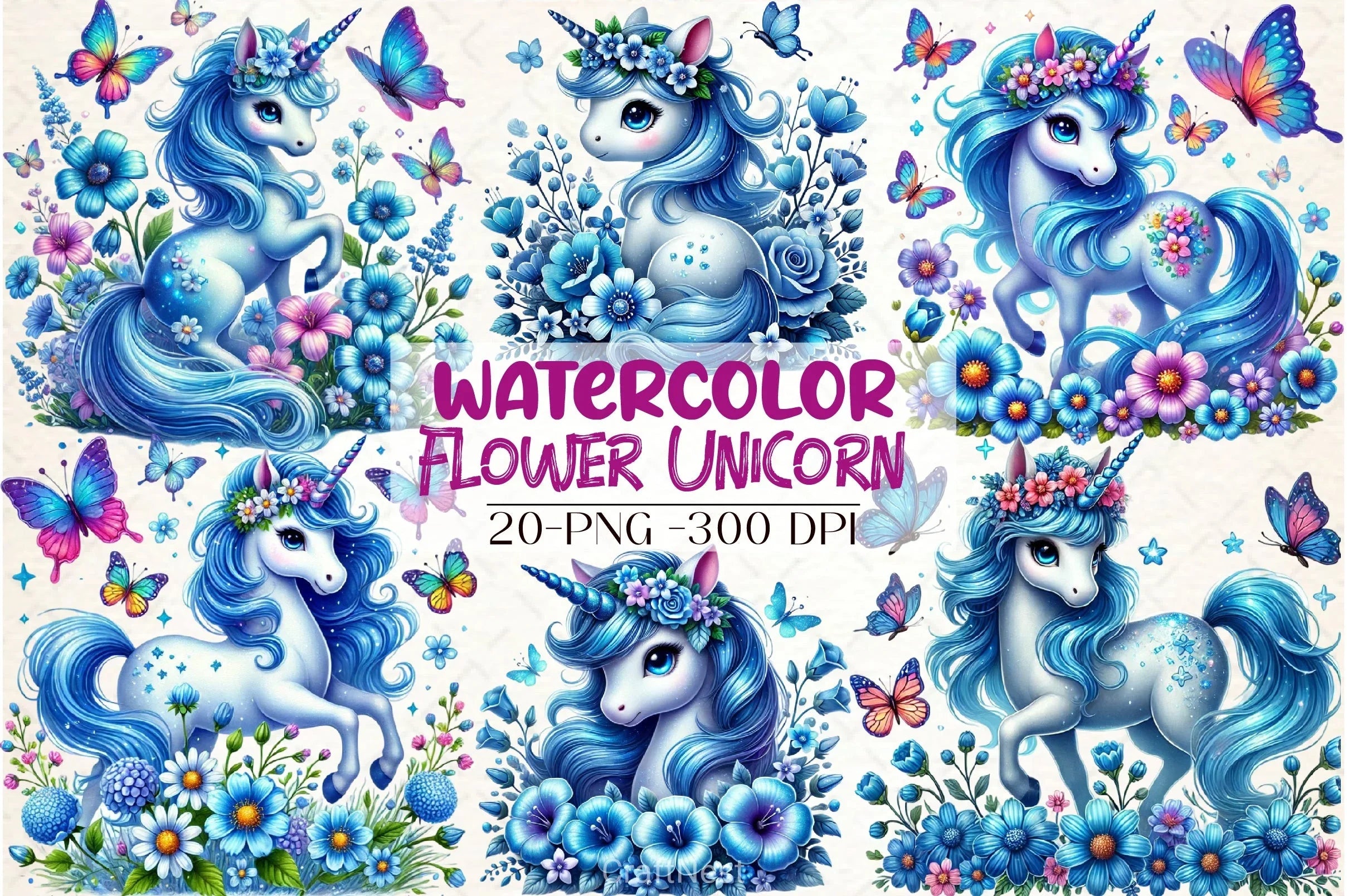 Flower Unicorn Clipart Bundle - CraftNest - Digital Crafting and Art