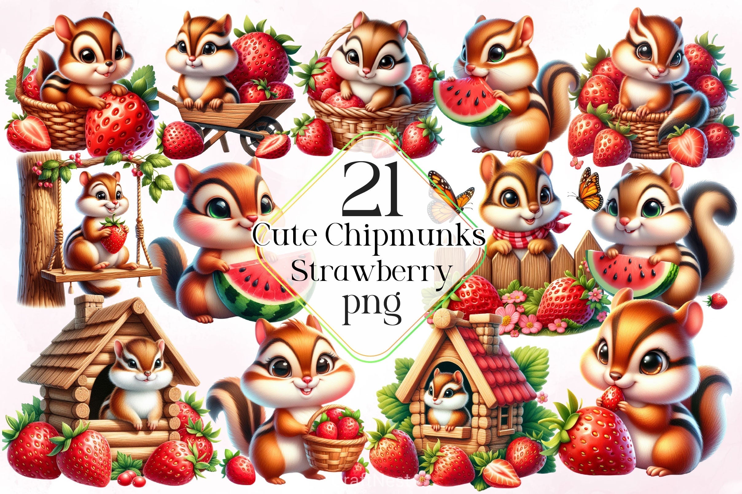 Cute Chipmunks Clipart Bundle