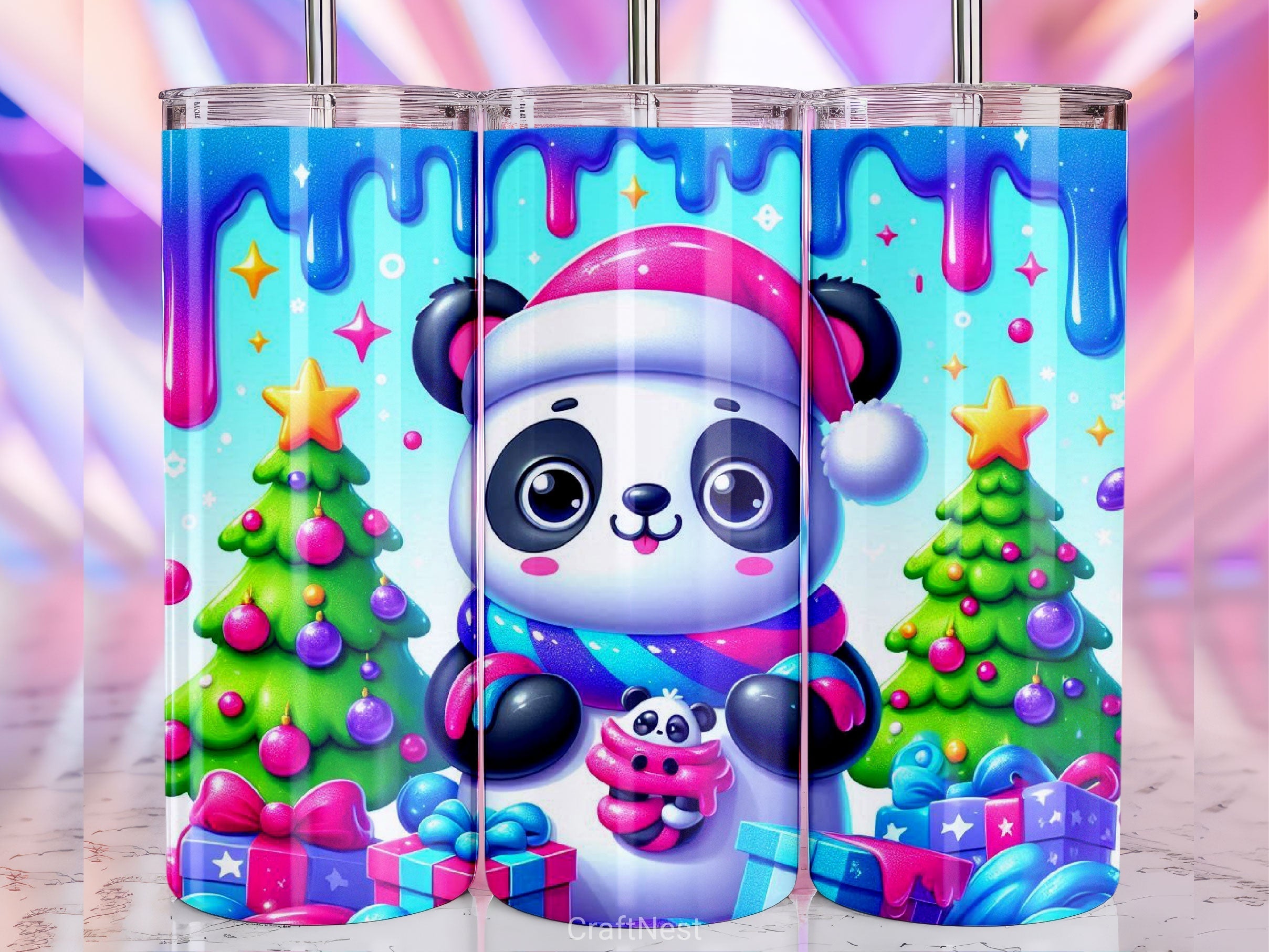 Christmas Panda Tumbler Wrap Bundle 1