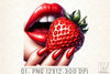 Glossy Red Lips & Strawberry Clipart Bundle
