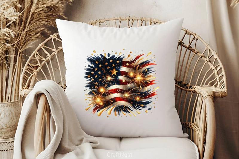 4th of July Brushstroke Clipart Bundle - CraftNest - Digital Crafting and Art