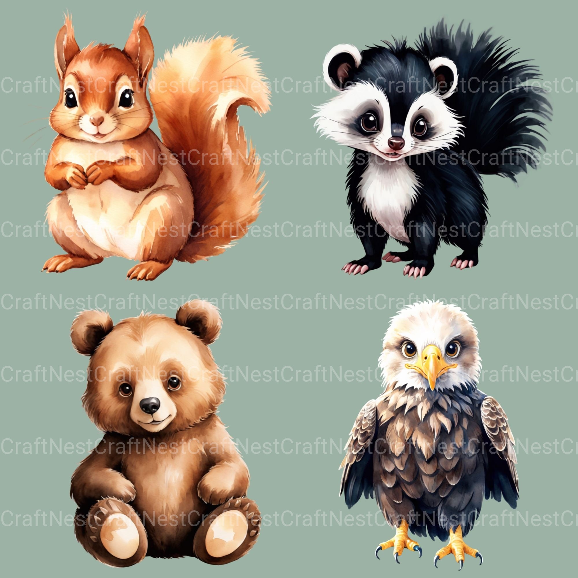 Woodland Animals 1 Clipart Bundle 3