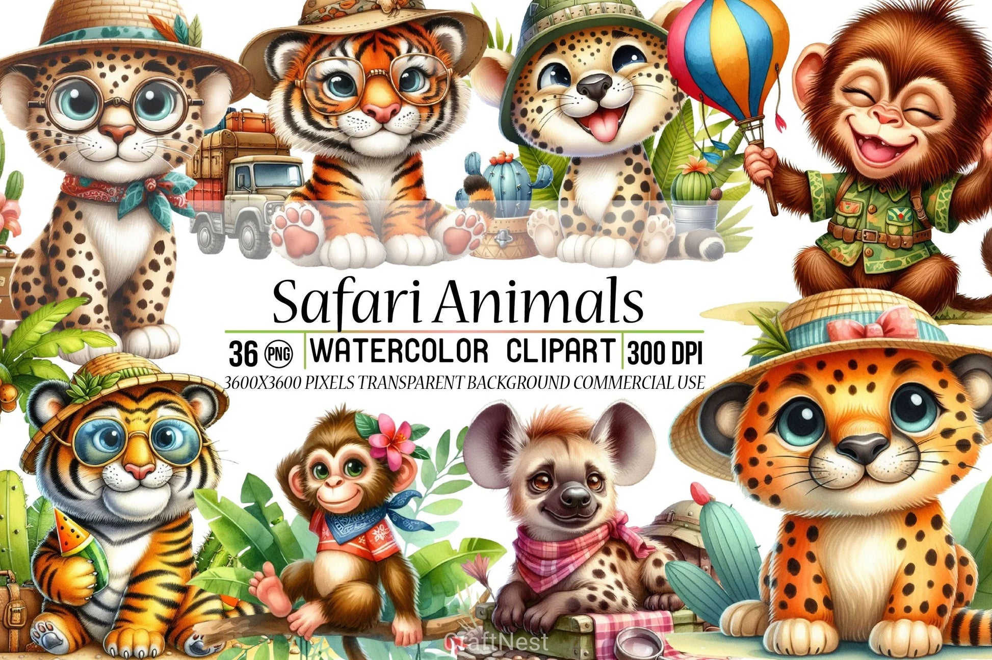 Safari Animals Clipart Bundle - CraftNest - Digital Crafting and Art