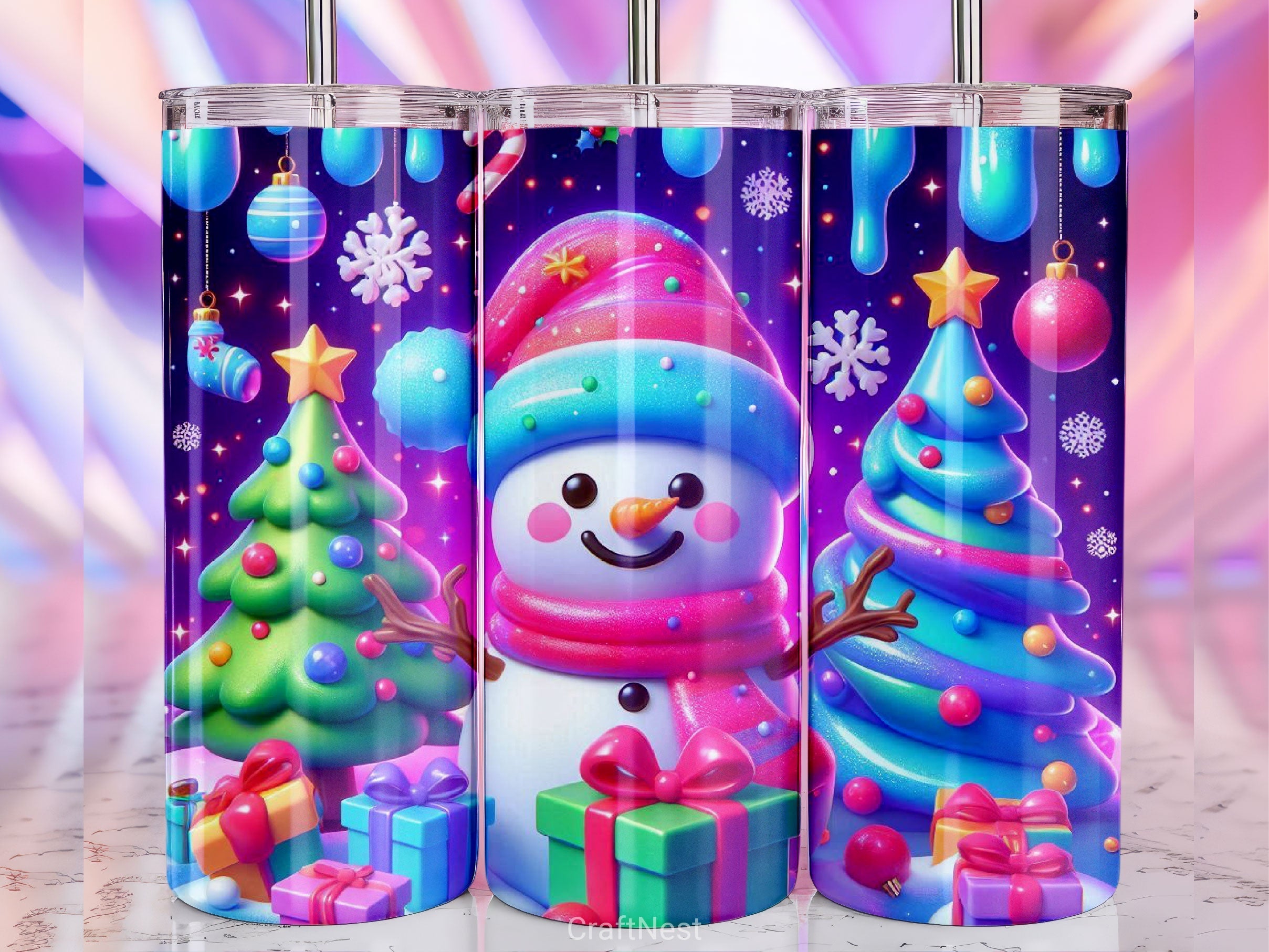 Cute Christmas Snowman Tumbler Wrap Bundle 13