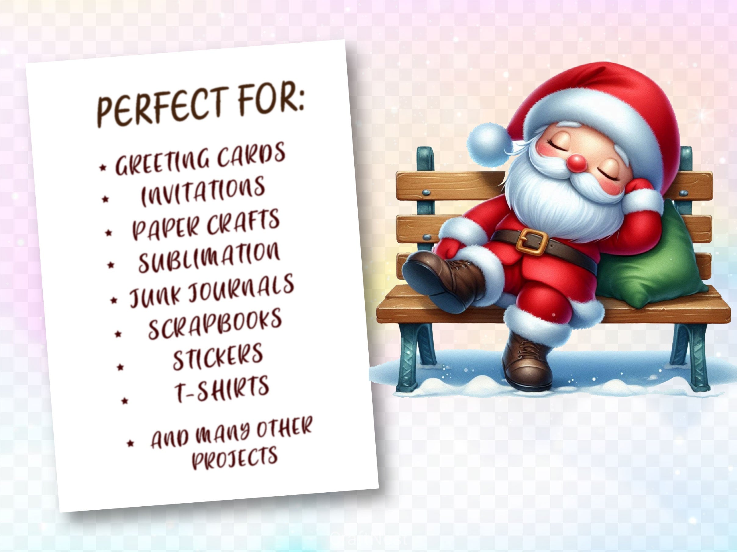 Sleeping Christmas Santa Claus Clipart Bundle 2