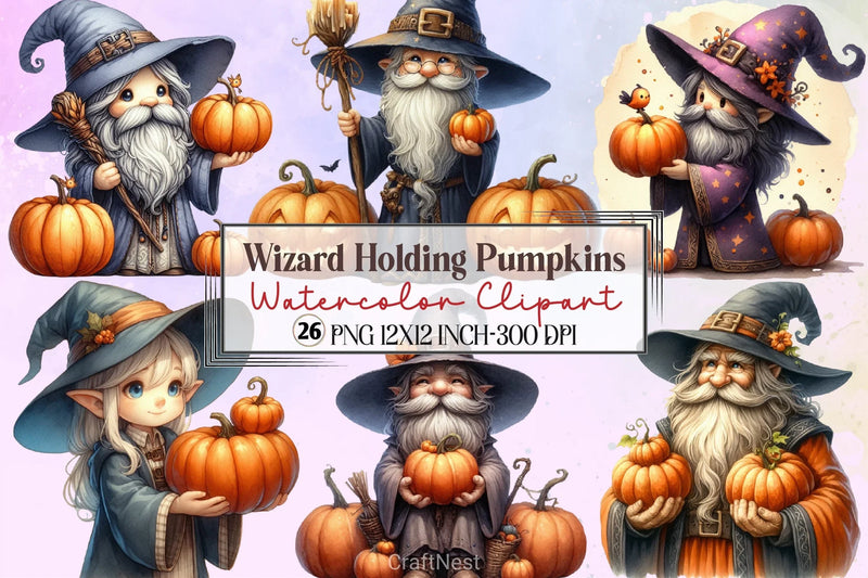 Wizard Pumpkins Clipart Bundle - CraftNest - Digital Crafting and Art