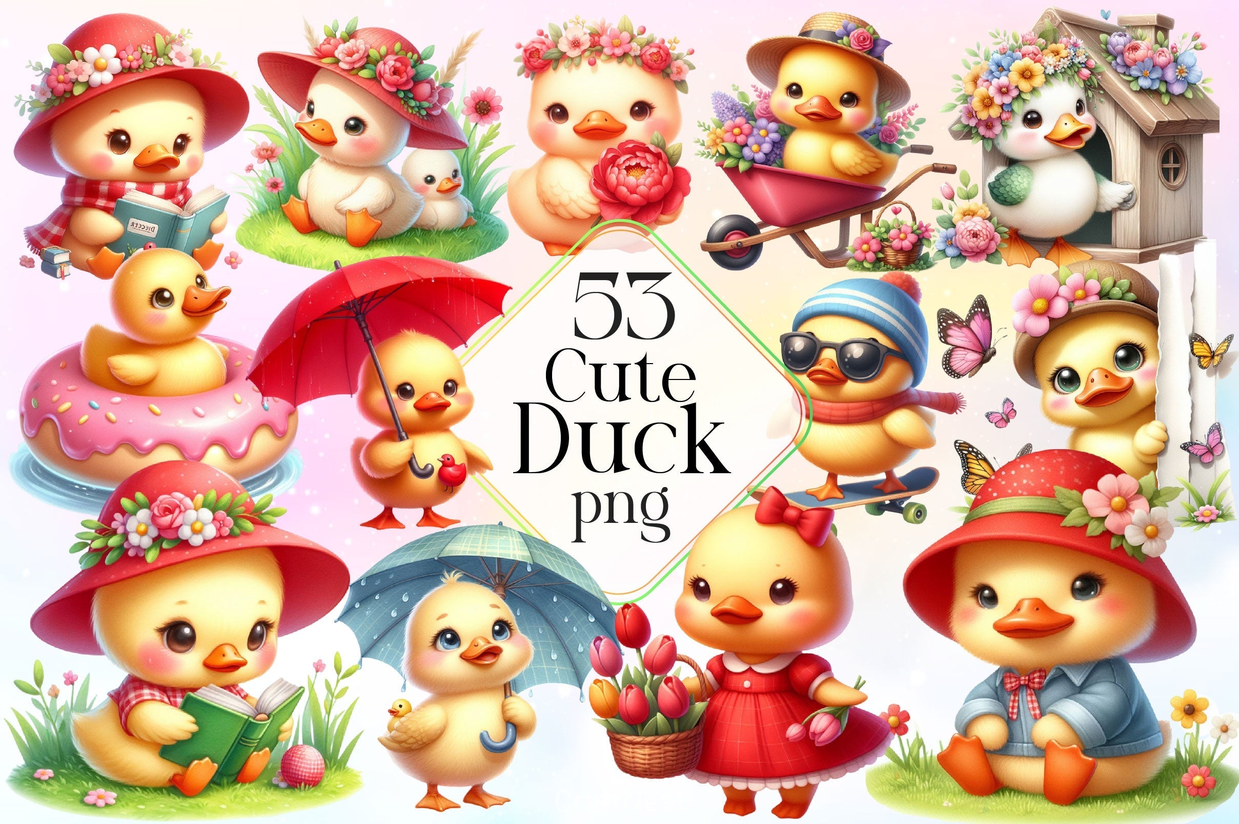 Cute Duck Clipart Bundle