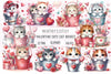 Valentine Cute Cat Basket Clipart Bundle