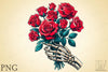 Roses Bouquet Skeleton Hand Clipart Bundle
