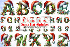 Christmas Santa Hat Alphabet Clipart Bundle - CraftNest - Digital Crafting and Art