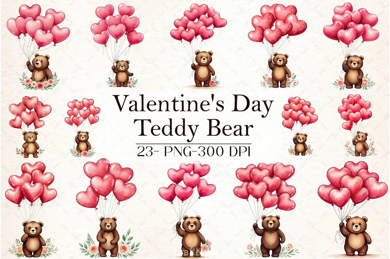Valentine Teddy Bear Clipart Bundle 2 - CraftNest - Digital Crafting and Art