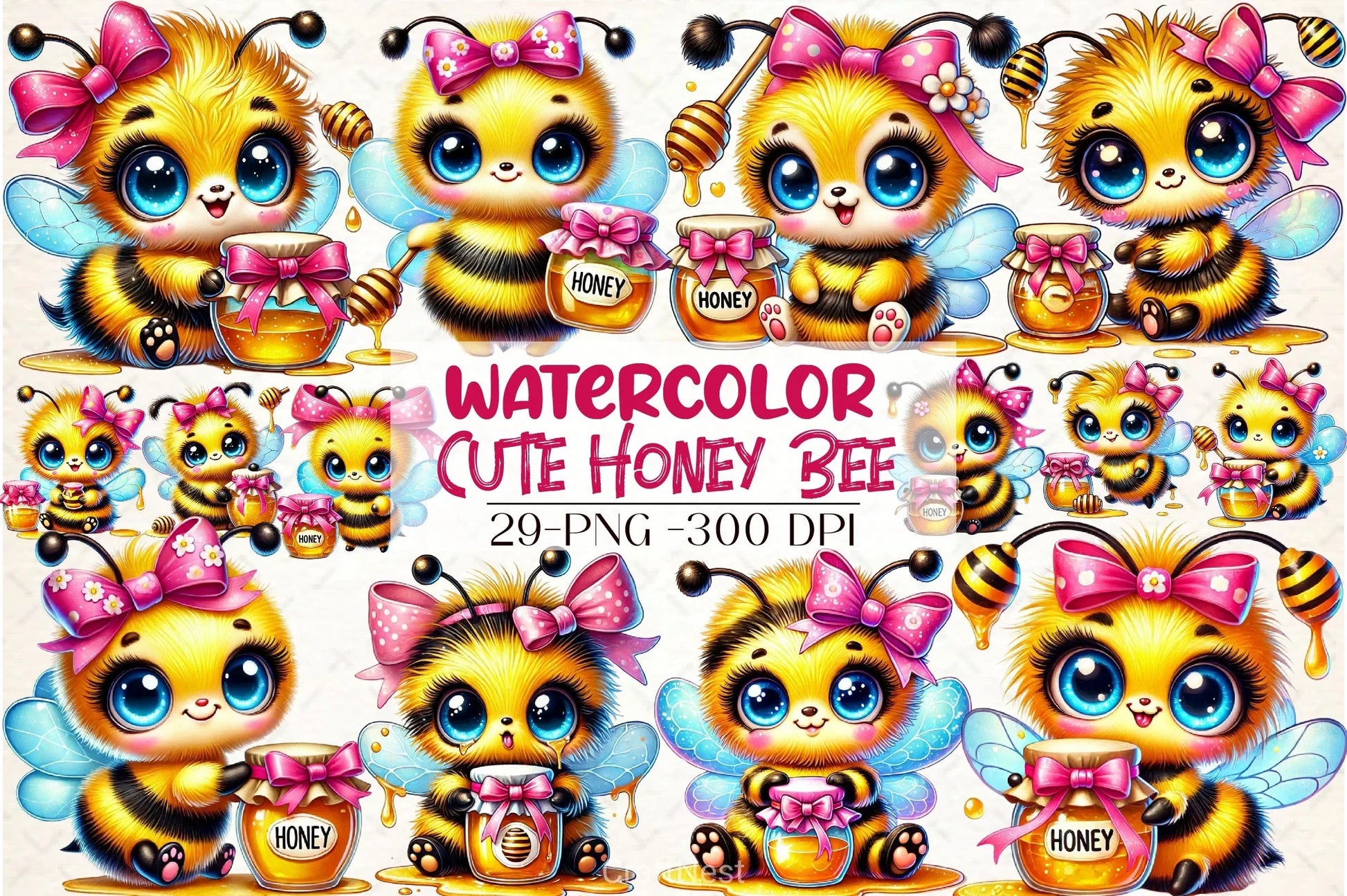 Cute Honey Bee Clipart Bundle - CraftNest - Digital Crafting and Art