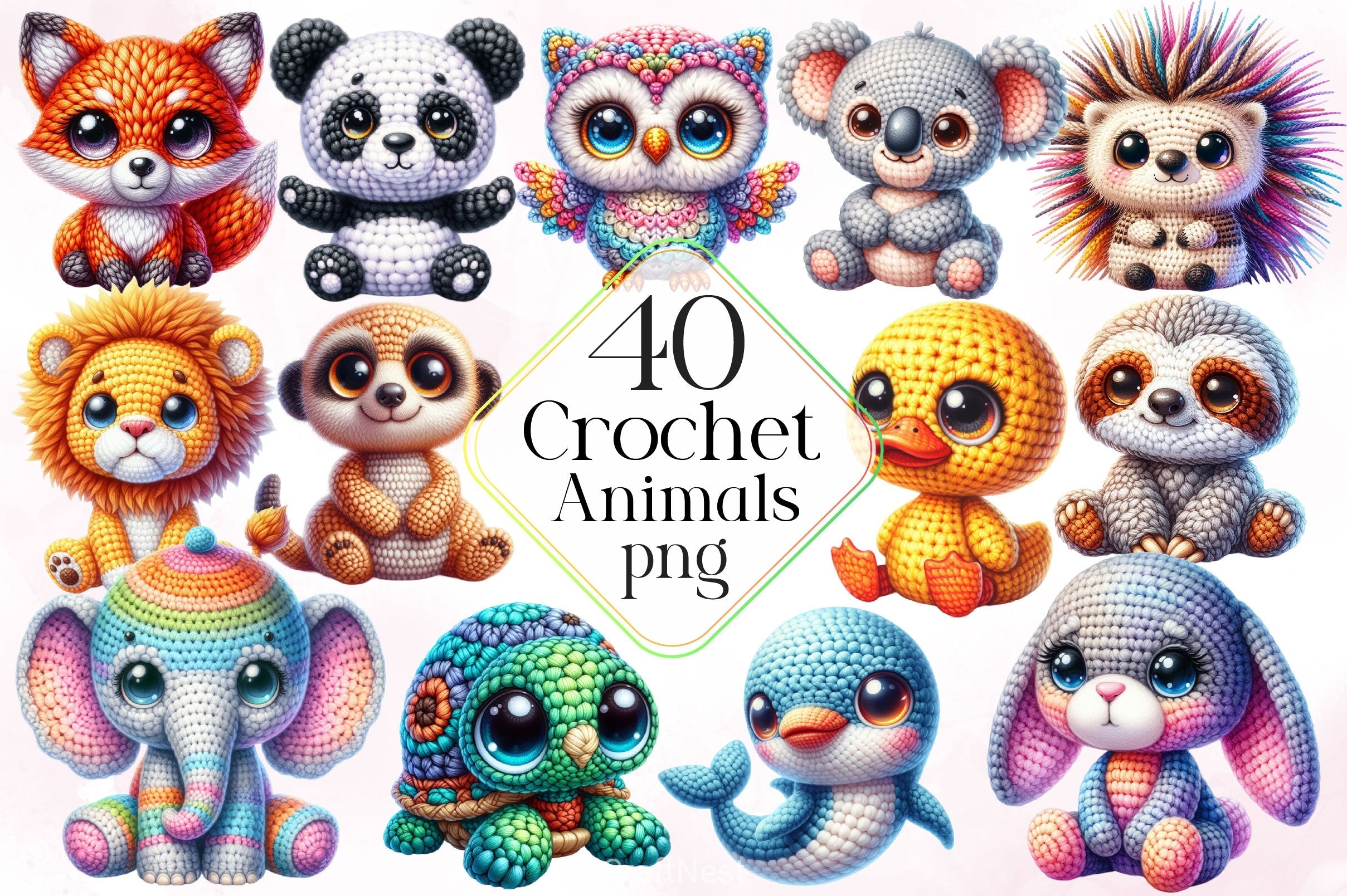 Crochet Animals Clipart Bundle