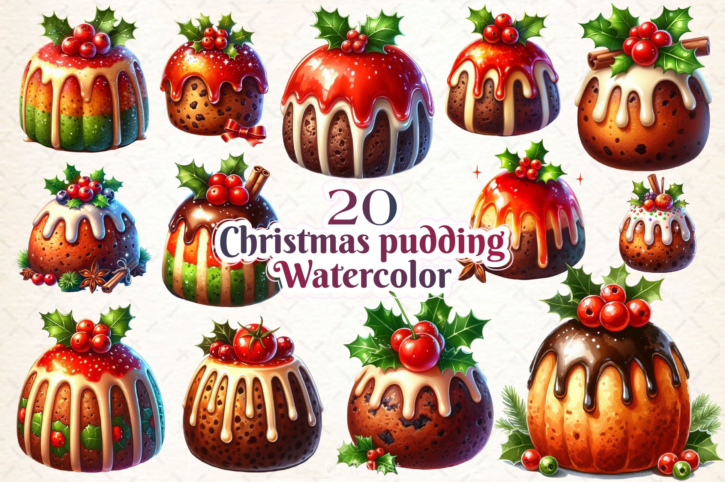 Christmas Pudding Clipart Bundle