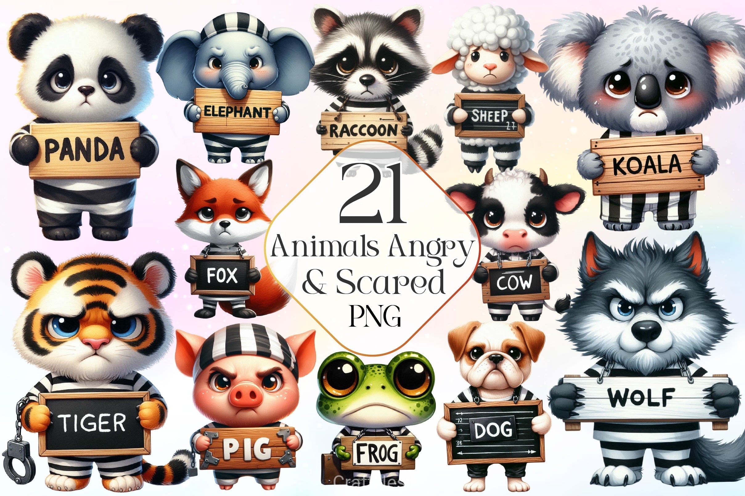 Animals Angry And Scared Clipart Bundle