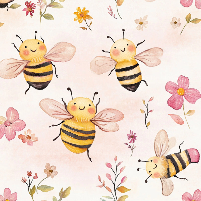Lovely Bee Digital Paper - CraftNest - Digital Crafting and Art