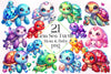 Gem Sea Turtle Mom And Baby Clipart Bundle 2