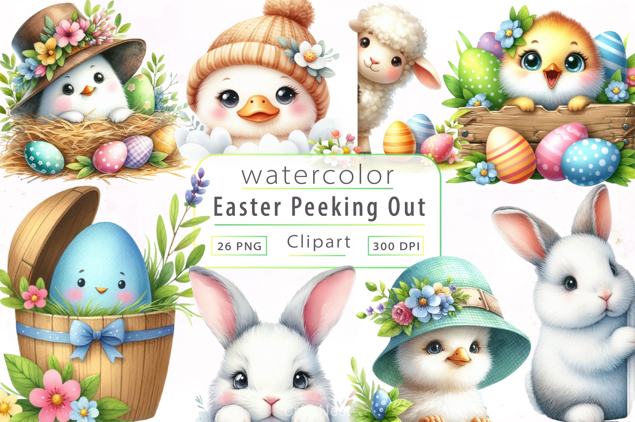 Easter Peeking Out Clipart Bundle 2