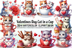 Valentine Cat Cup Clipart Bundle - CraftNest - Digital Crafting and Art
