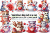 Valentine Cat Cup Clipart Bundle