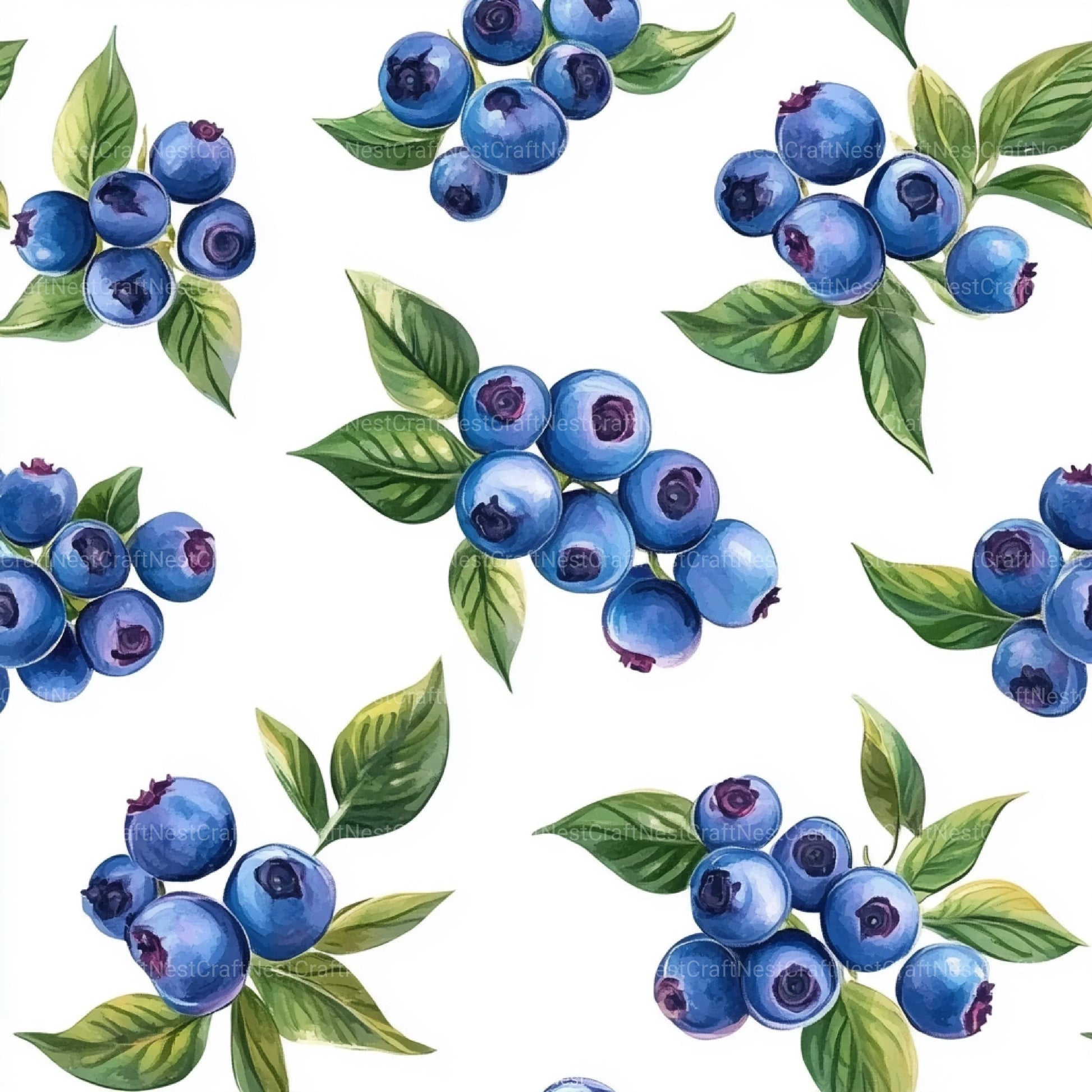 Blueberry Seamless Pattern Papers Digital - CraftNest - Digital Crafting and Art